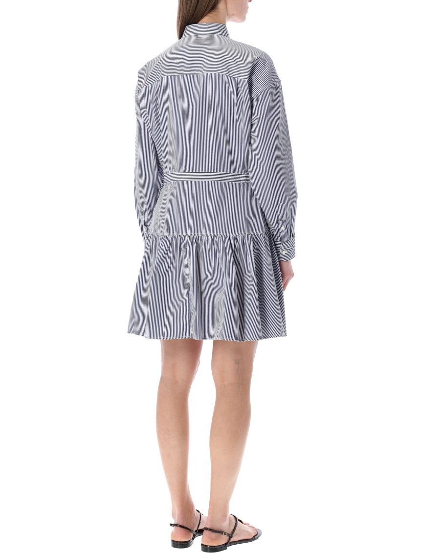 Blue Stripes Mini Shirt Dress