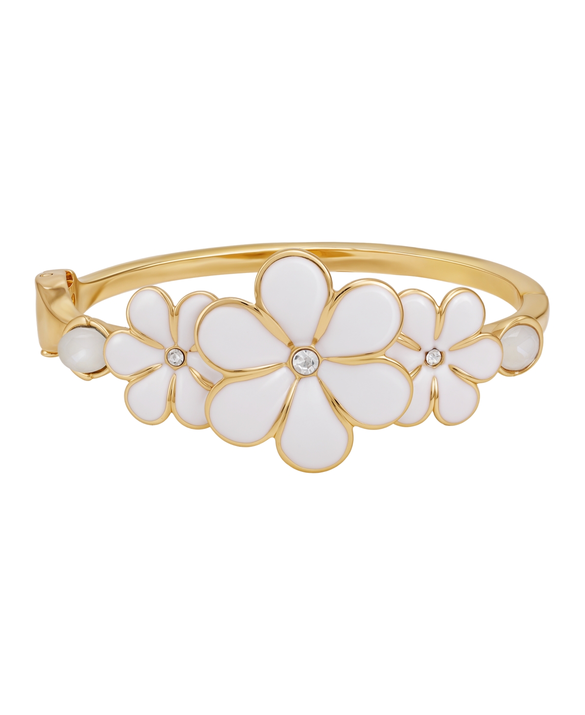 Gold-Tone Floral Side Hinge Bangle Bracelet - Gold