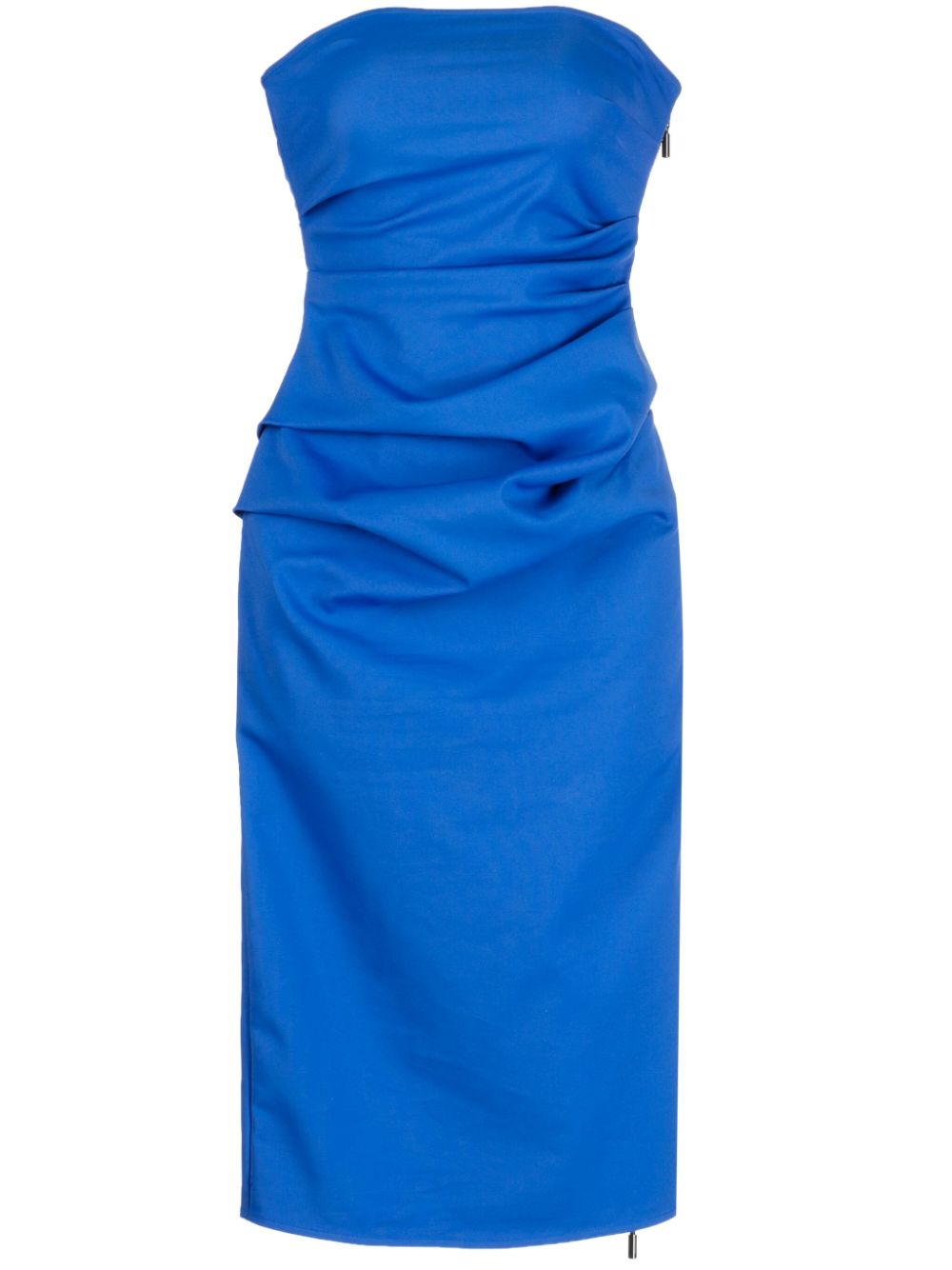 Ruched strapless dress - Blue