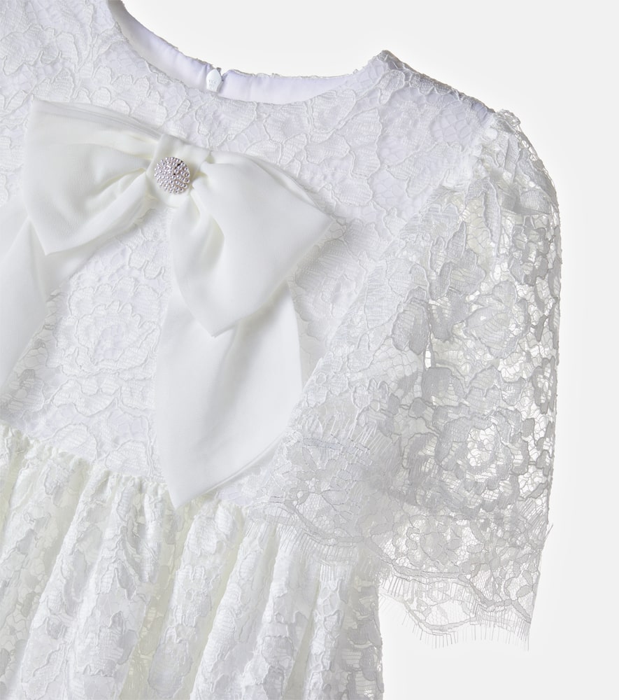 Bow-detail lace dress