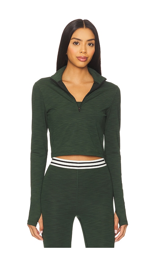 Splits59 Stevie Active Rib Half Zip Sweatshirt in Dark Green.  XL. Also in L, M