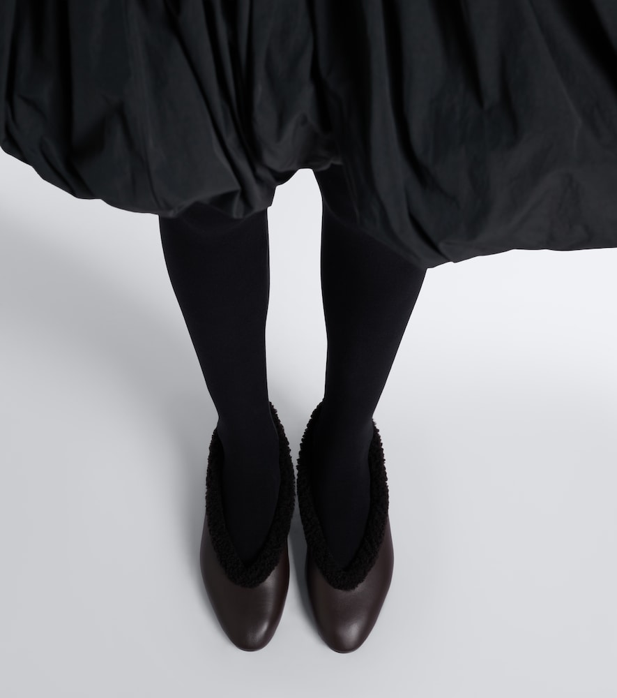 Shearling-lined leather pumps