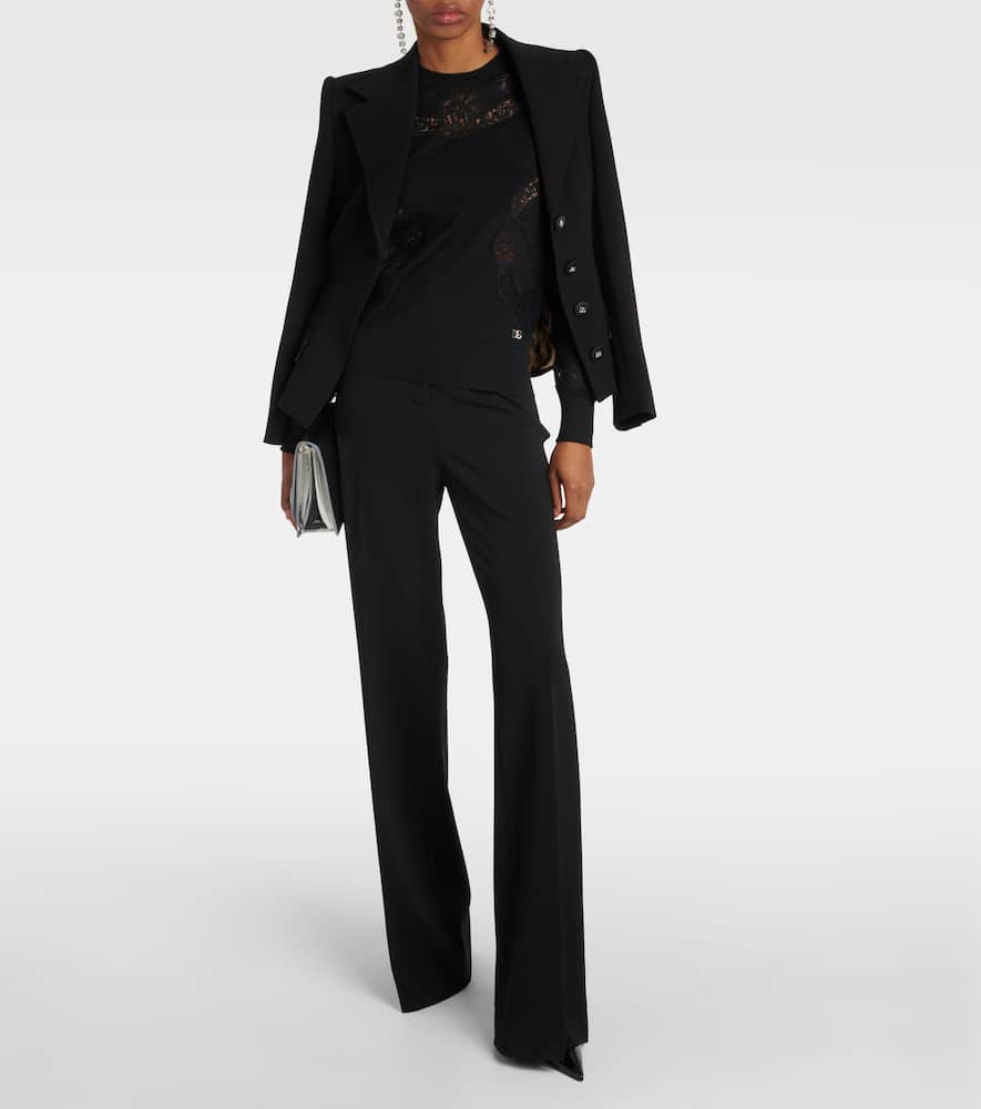 Lace-trimmed cashmere-blend sweater