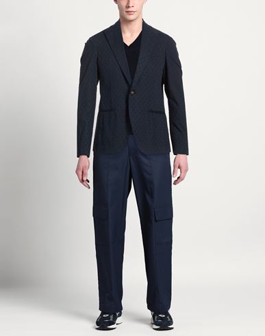 Man Blazer Navy Size 34 Cotton, Elastane