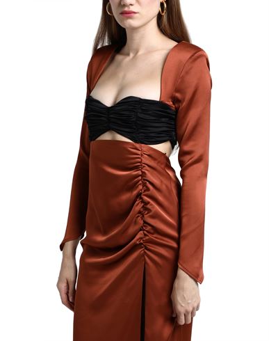 Woman Maxi dress Tan Size 4 Polyester, Elastane