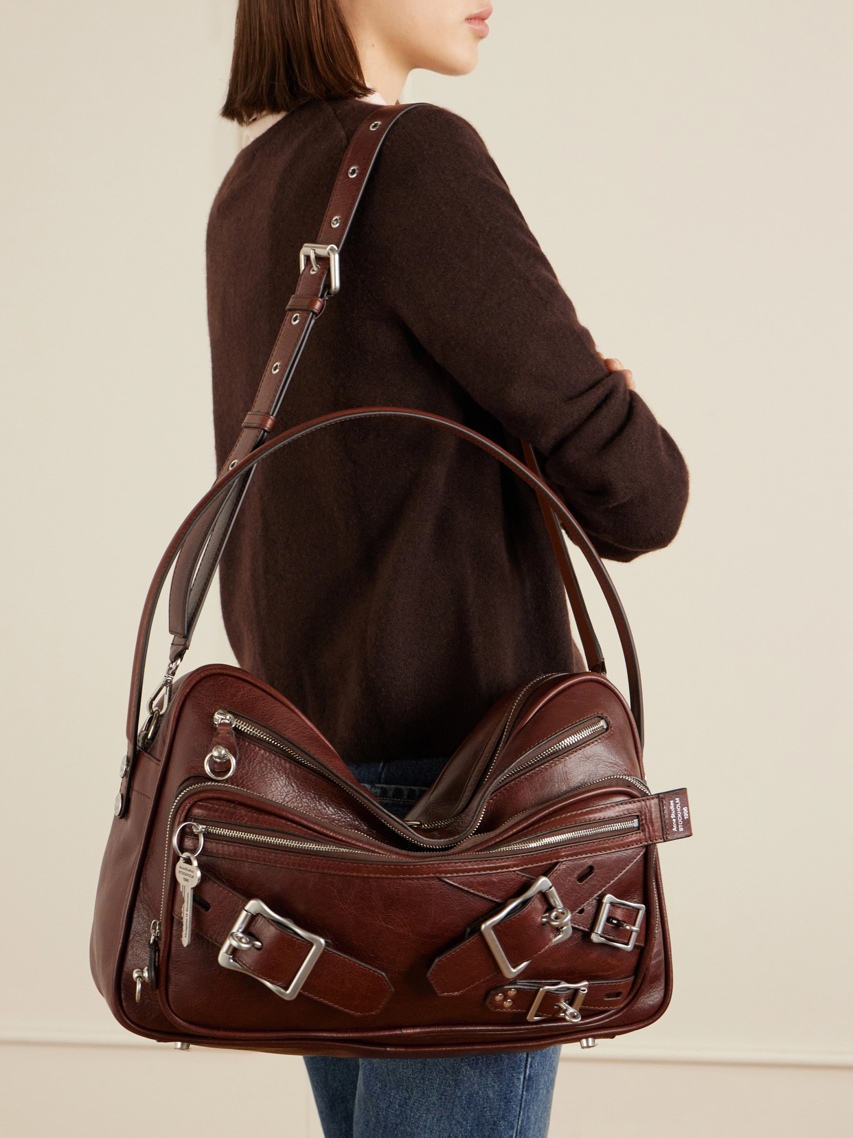 Camero Camera Leather Shoulder Bag - Brown