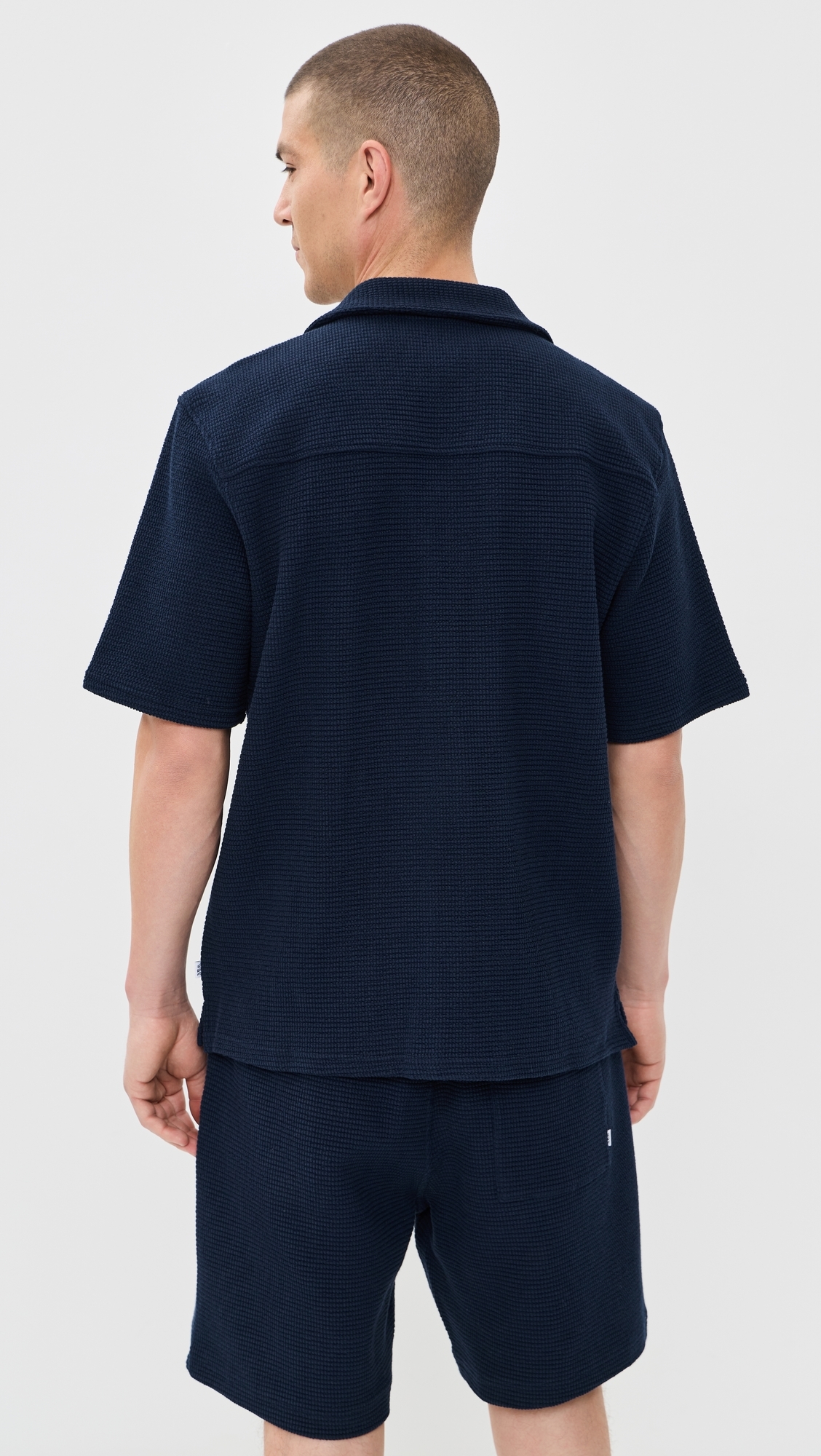 Clayland Textured Interlock Shirt Navy