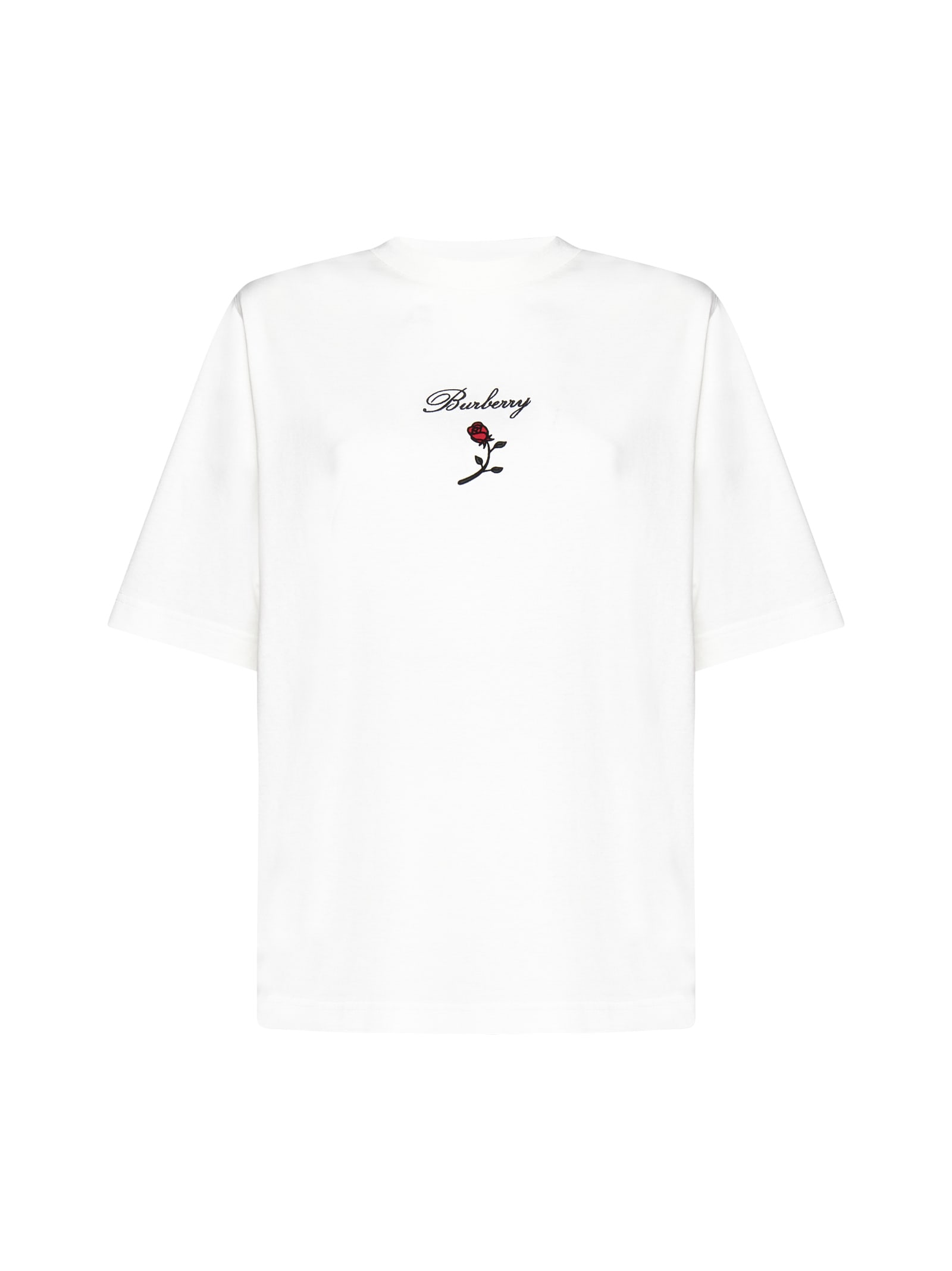 Logo And Rose Cotton T-shirt