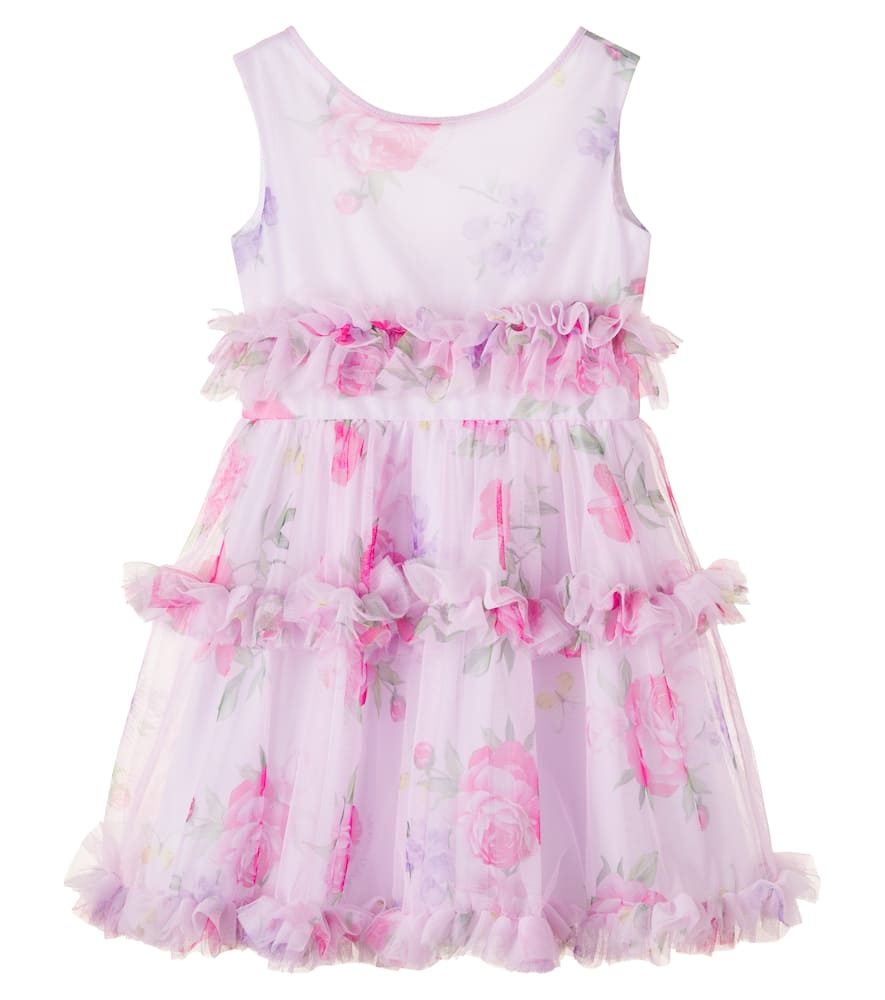Floral ruffled tulle dress