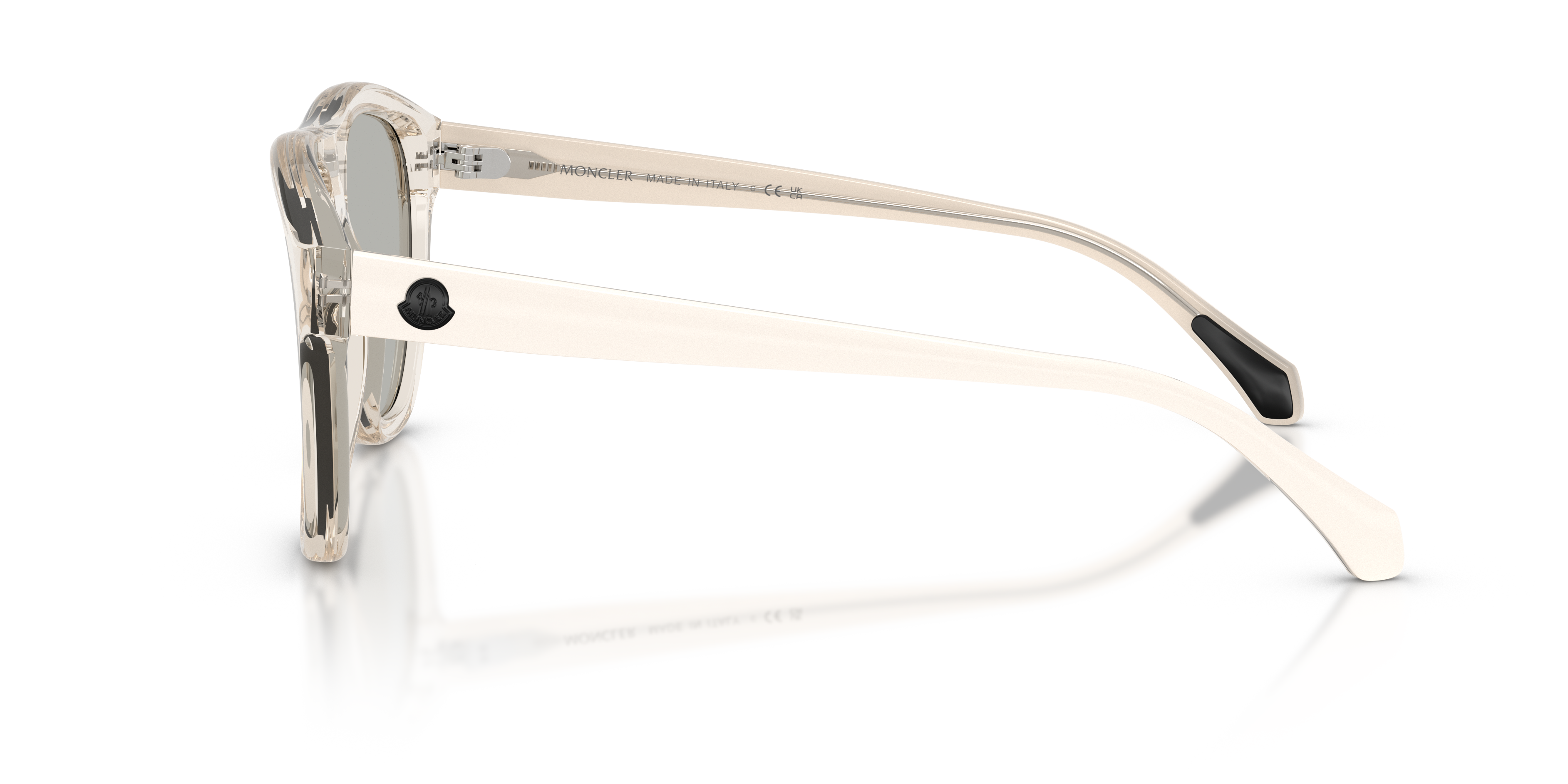 Moncler Unisex Moncler ME6025U INCLINE 30037I Gafas de sol Acetato Blanco Plata Piloto Norma