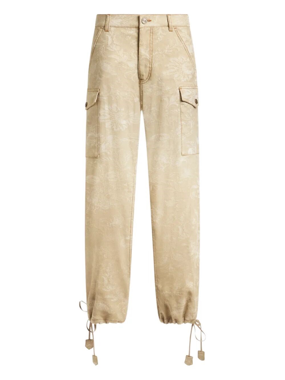 Floral Jacquard Canvas Cargo Trousers