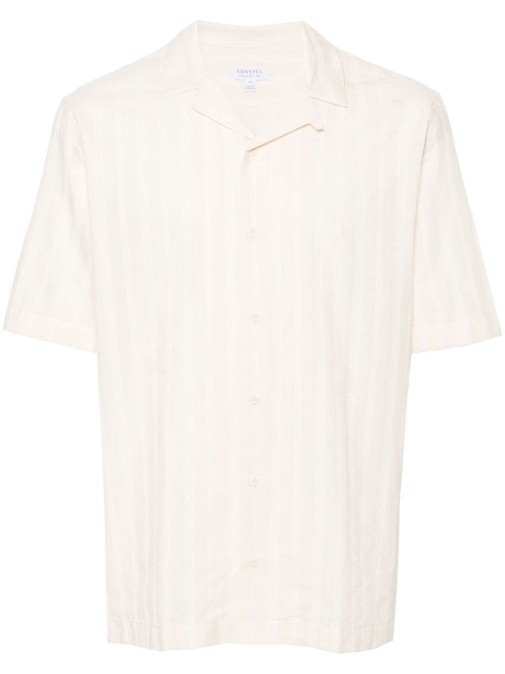 Embroidered-stripe cotton shirt - Neutrals