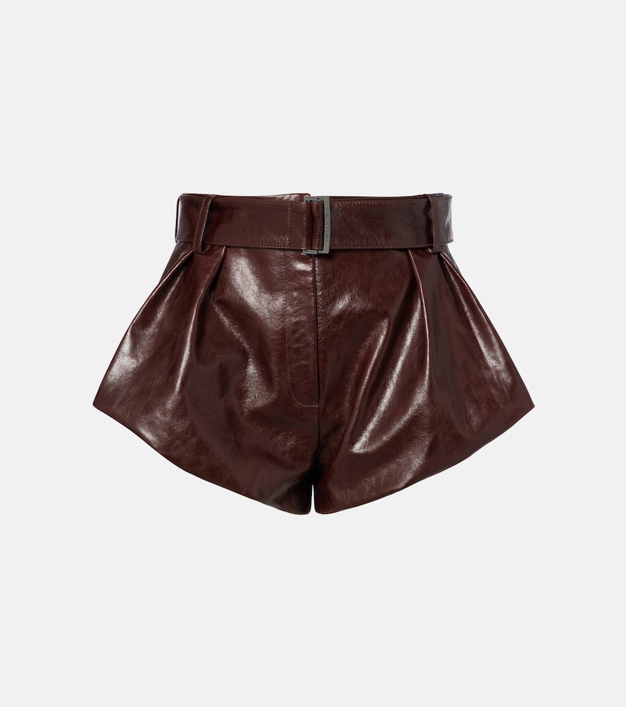 Belted leather shorts