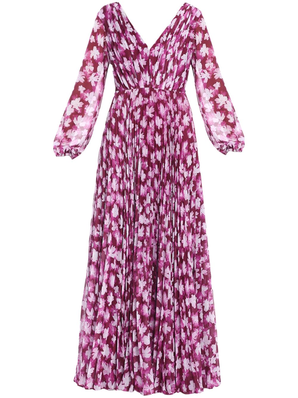 Floral-print pleated maxi dress - Pink