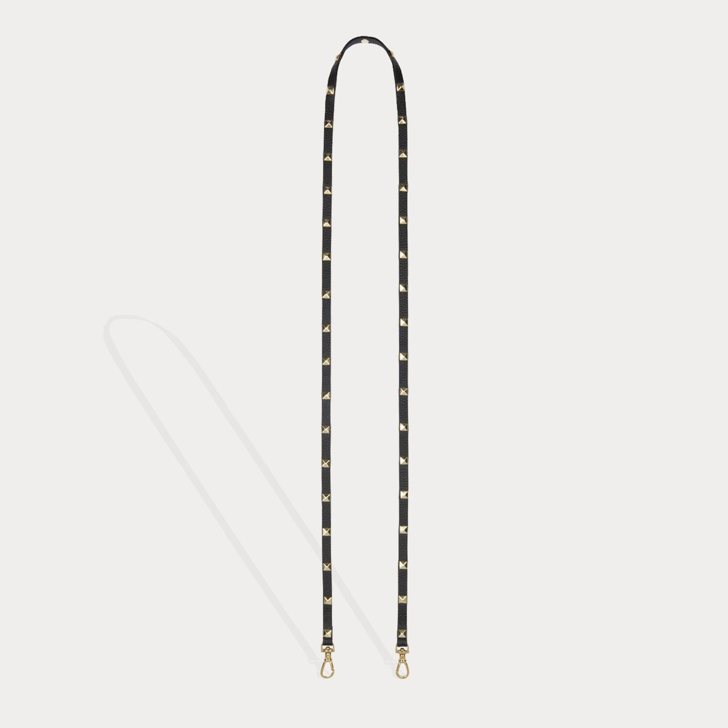 Sarah Pebble Leather Pyramid Stud Strap in Black/Gold |