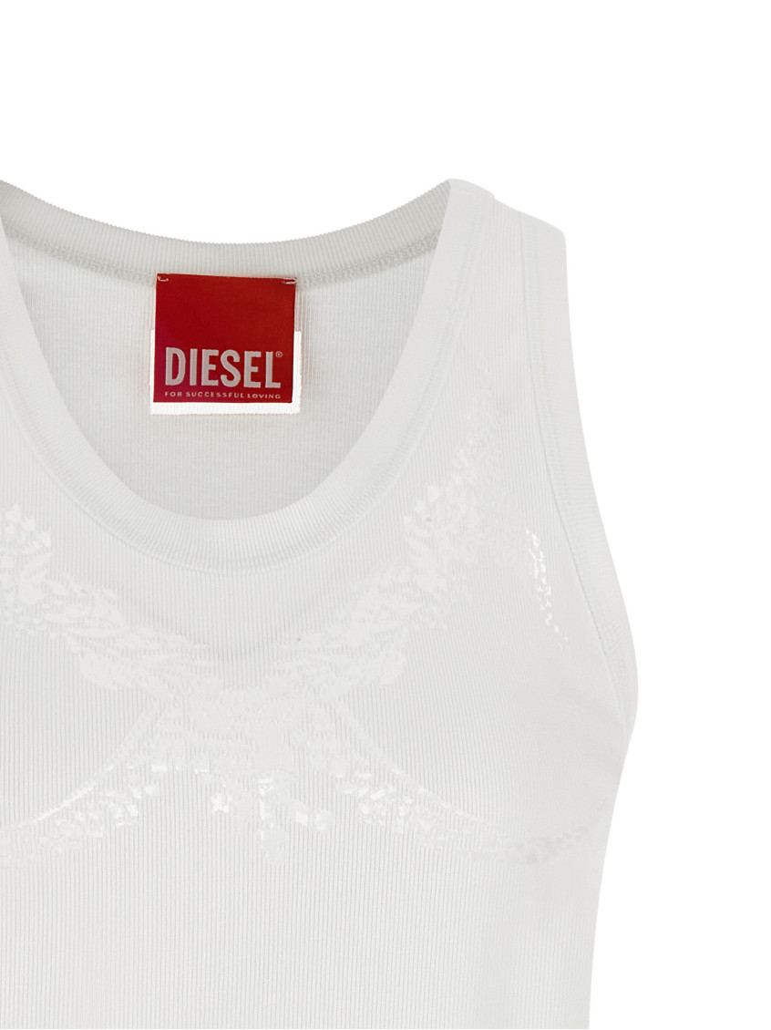 Tank top with devoré lace effect - T-Shirts - Woman - White