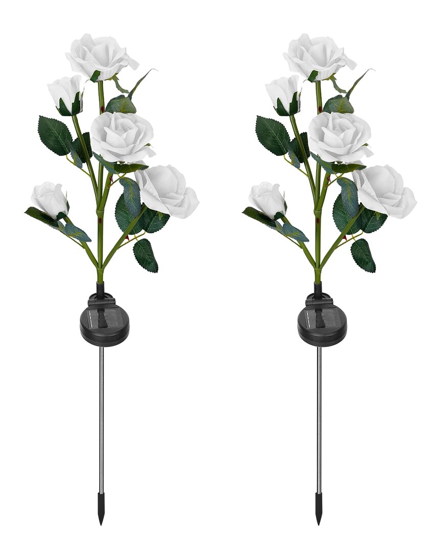 2pc Solar Powered Lights Outdoor Rose Flower