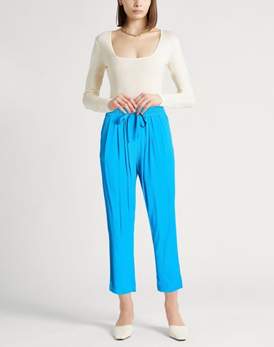 Woman Pants Azure Size 4 Acetate, Silk