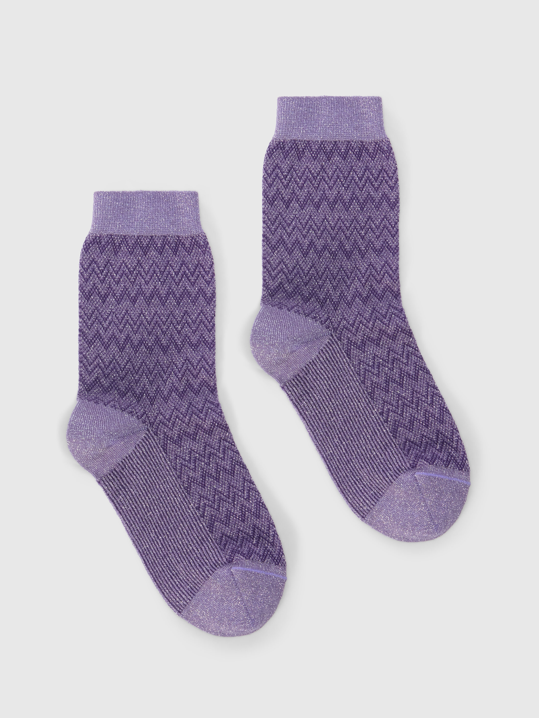Missoni - Short lamé knit socks with zigzag pattern, Women, Multicoloured