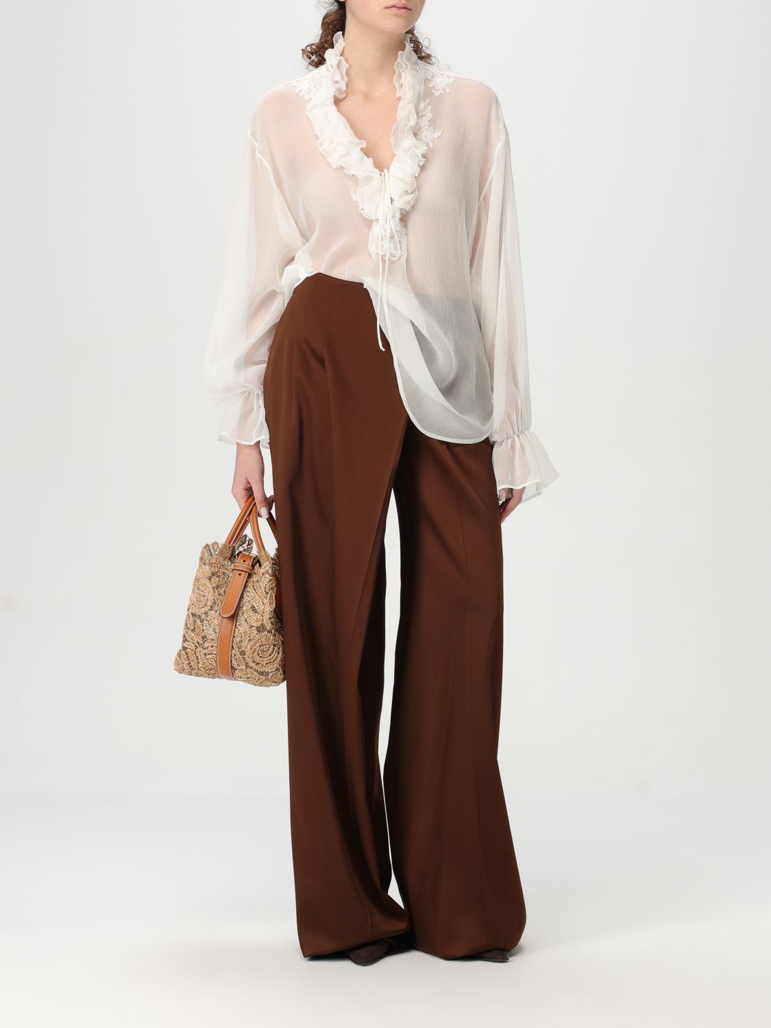 Tied-waist trousers - Brown