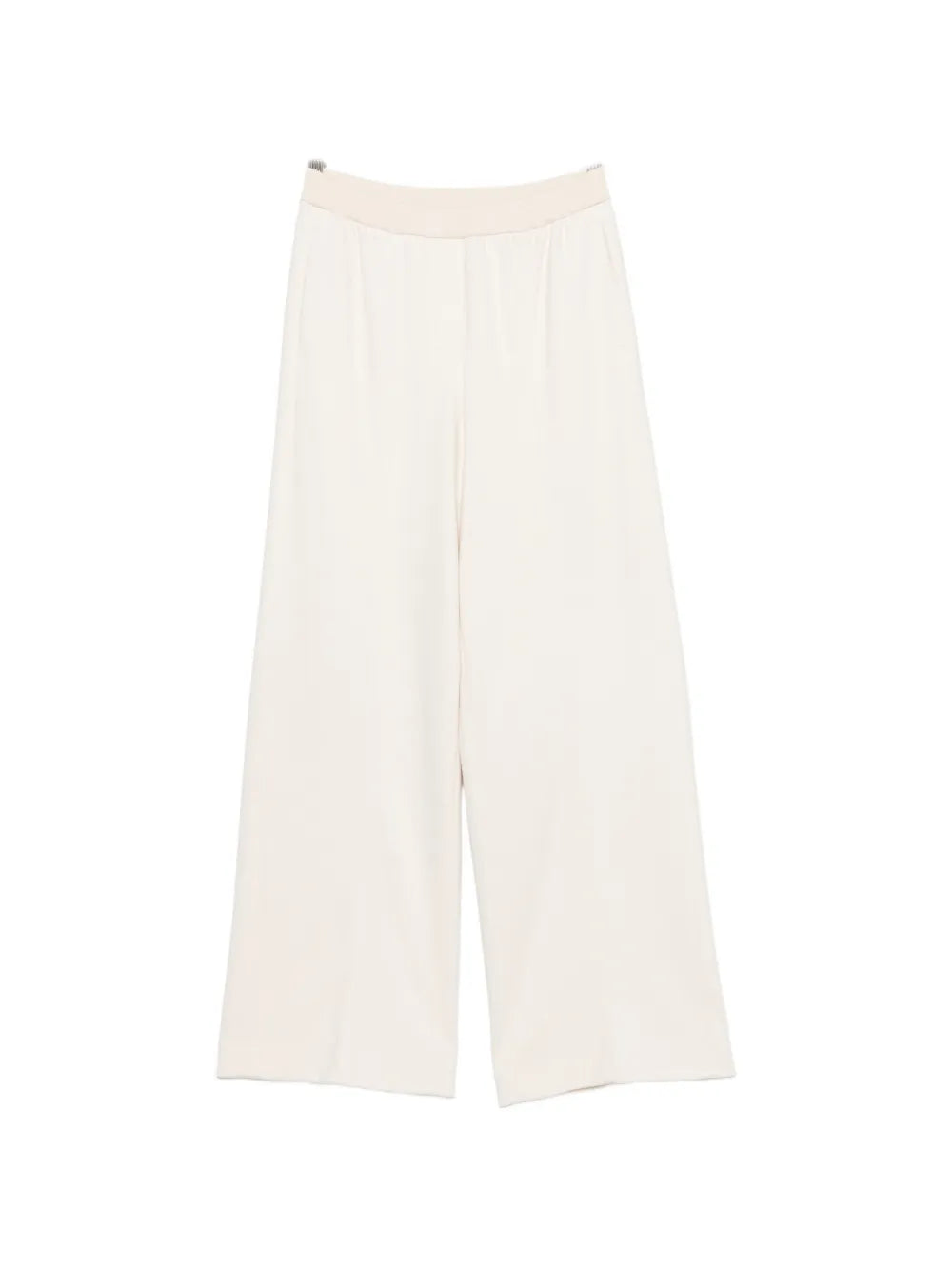 Elasticated-Waistband Wide-Leg Trousers — Cream