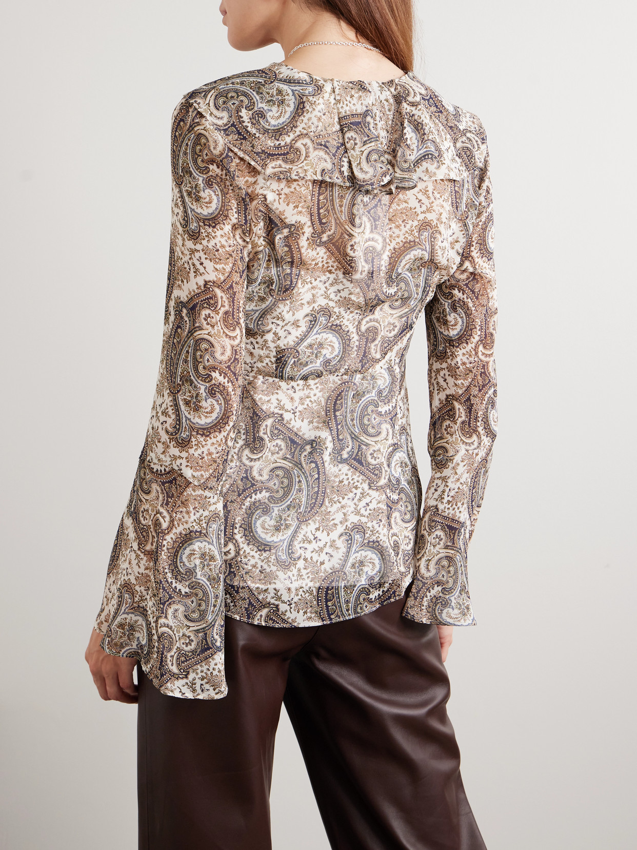 Kyrie Ruffled Paisley-print Silk-georgette Blouse - Multi