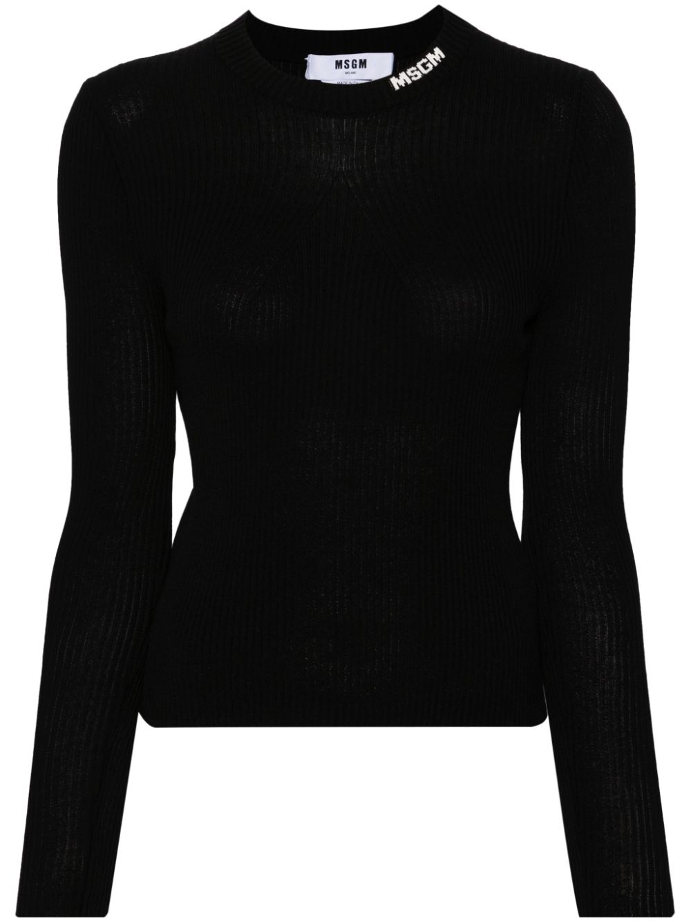 Intarsia-logo sweater - Black