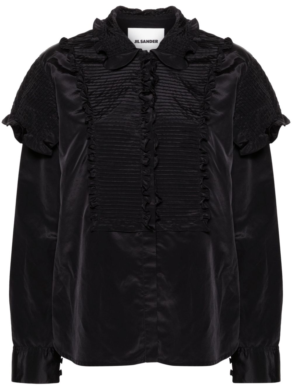 Ruffled button-up blouse - Black