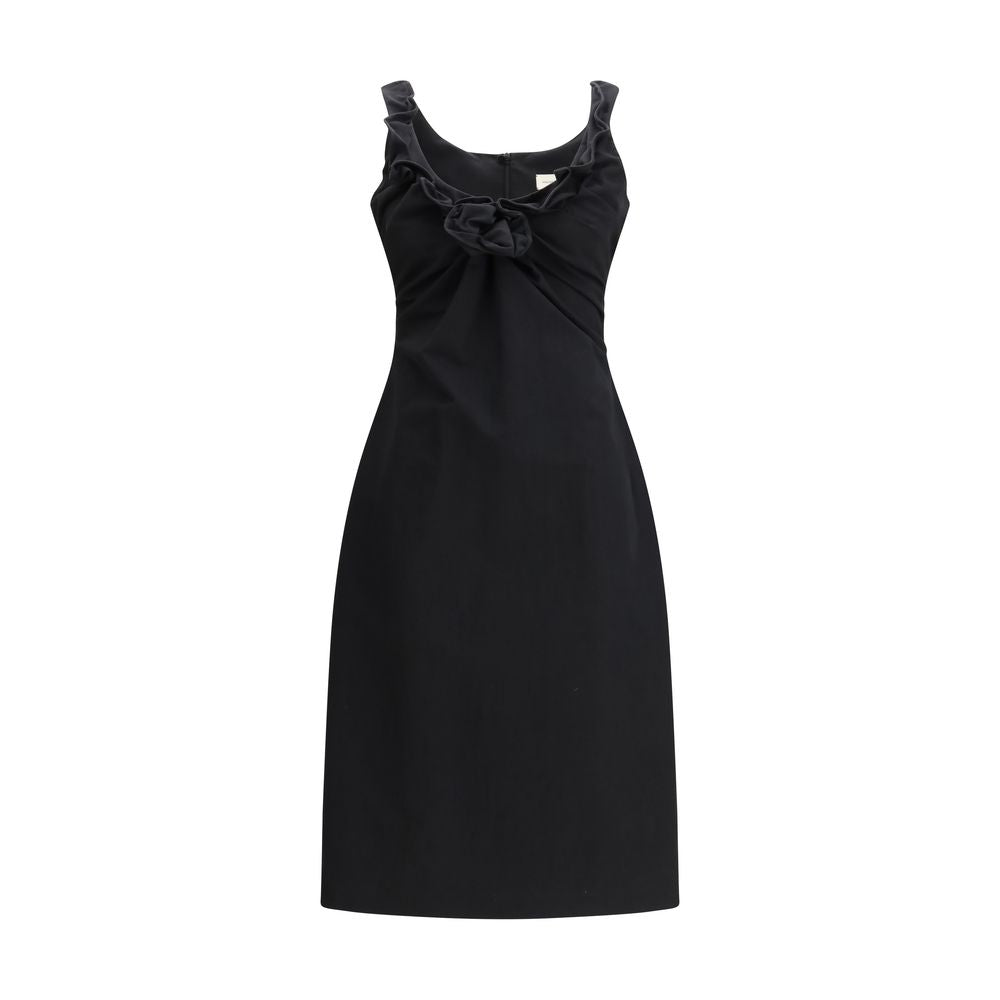 Draped Cotton Dress — Black