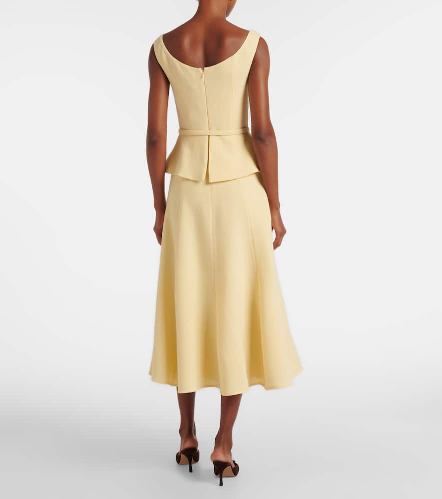Peplum wool crêpe midi dress