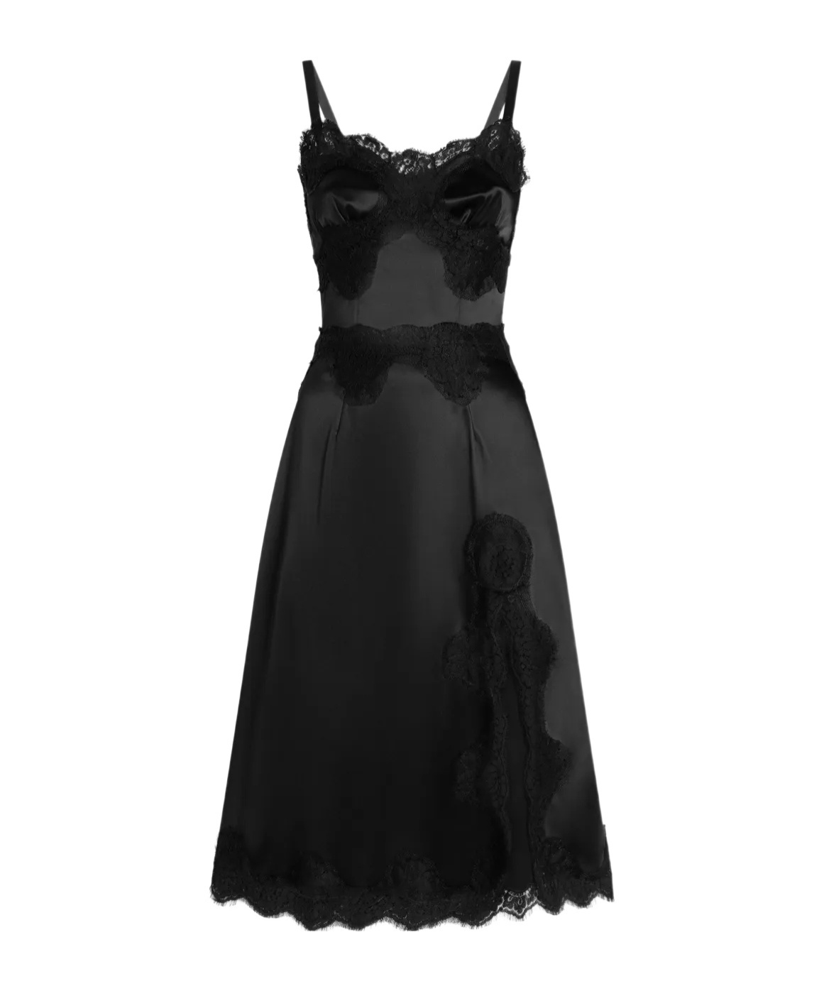 Lace-embellished satin dress
