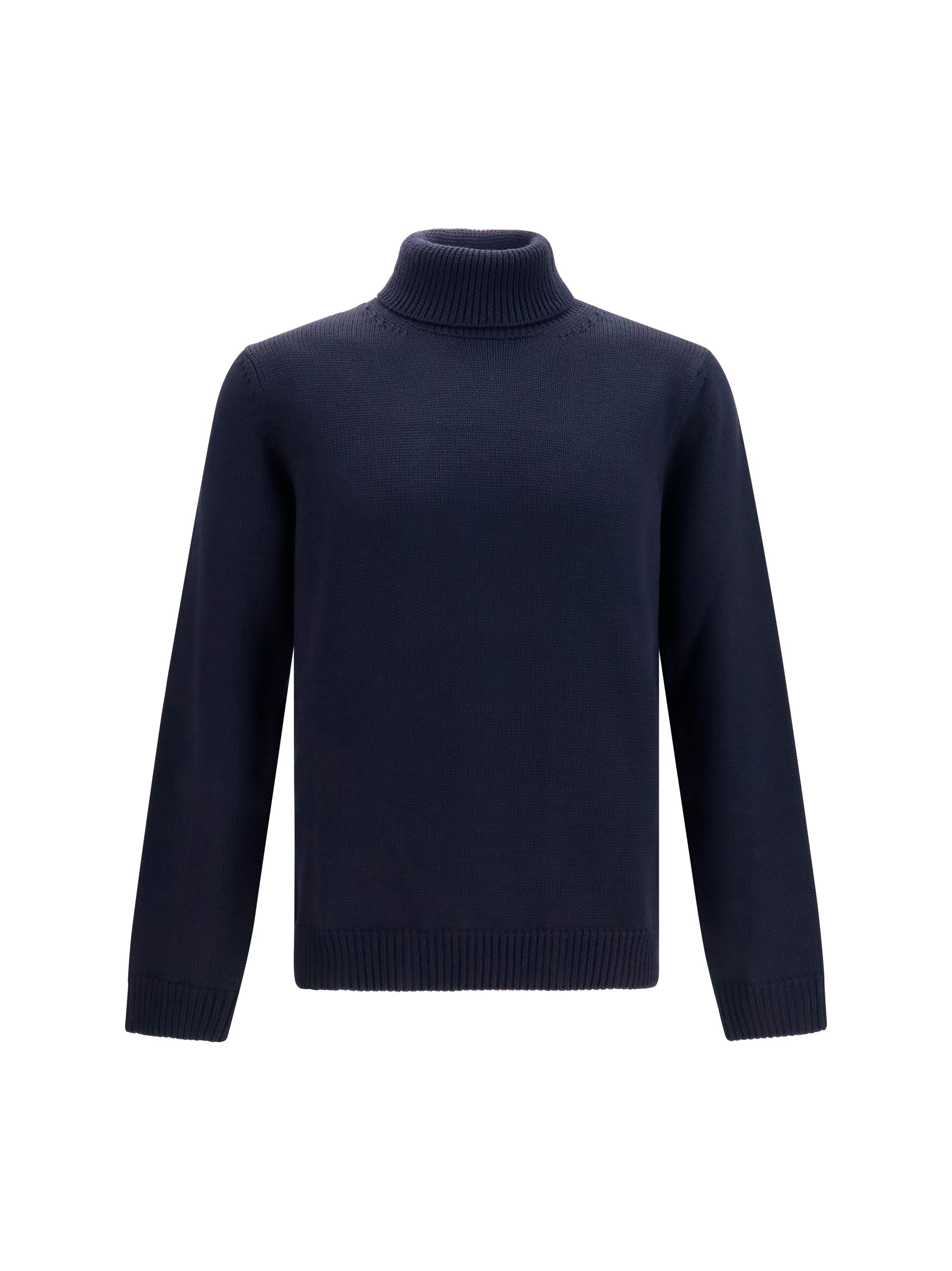 Merino Wool Turtleneck Sweater — Navy