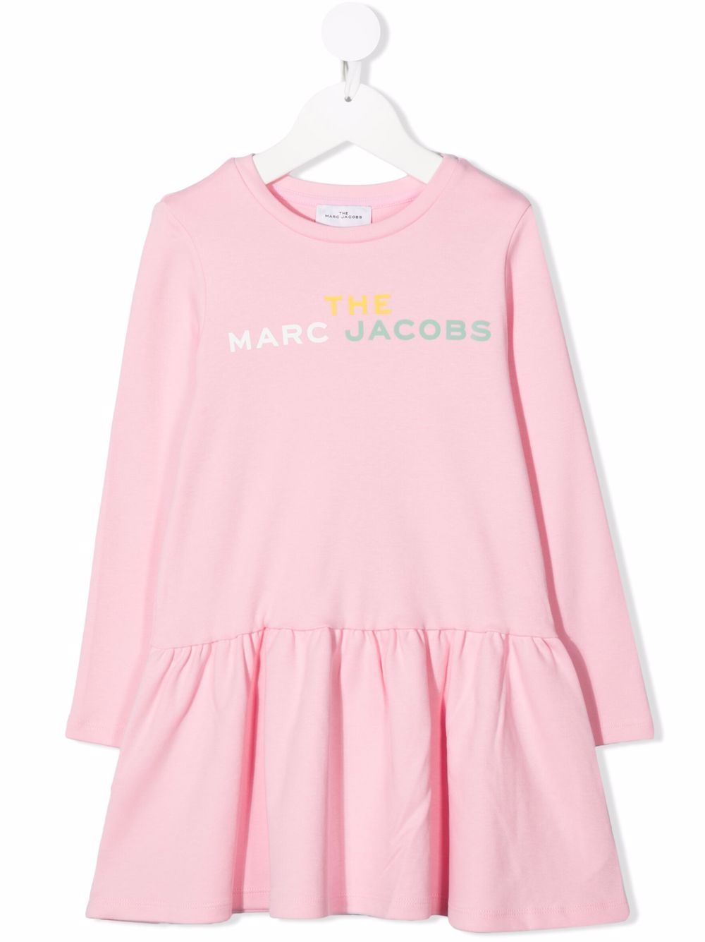 Logo-print long-sleeved dress - Pink