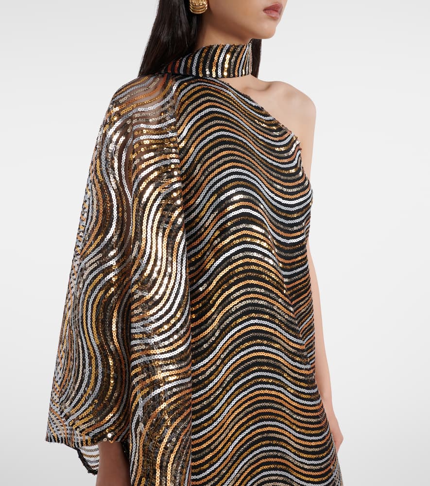 Glaum one-shoulder sequined gown