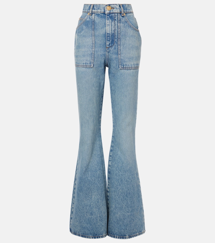 High-waisted flared jeans