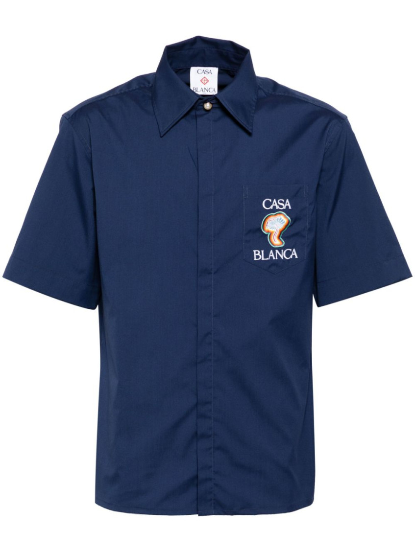 Embroidered logo shirt - Blue