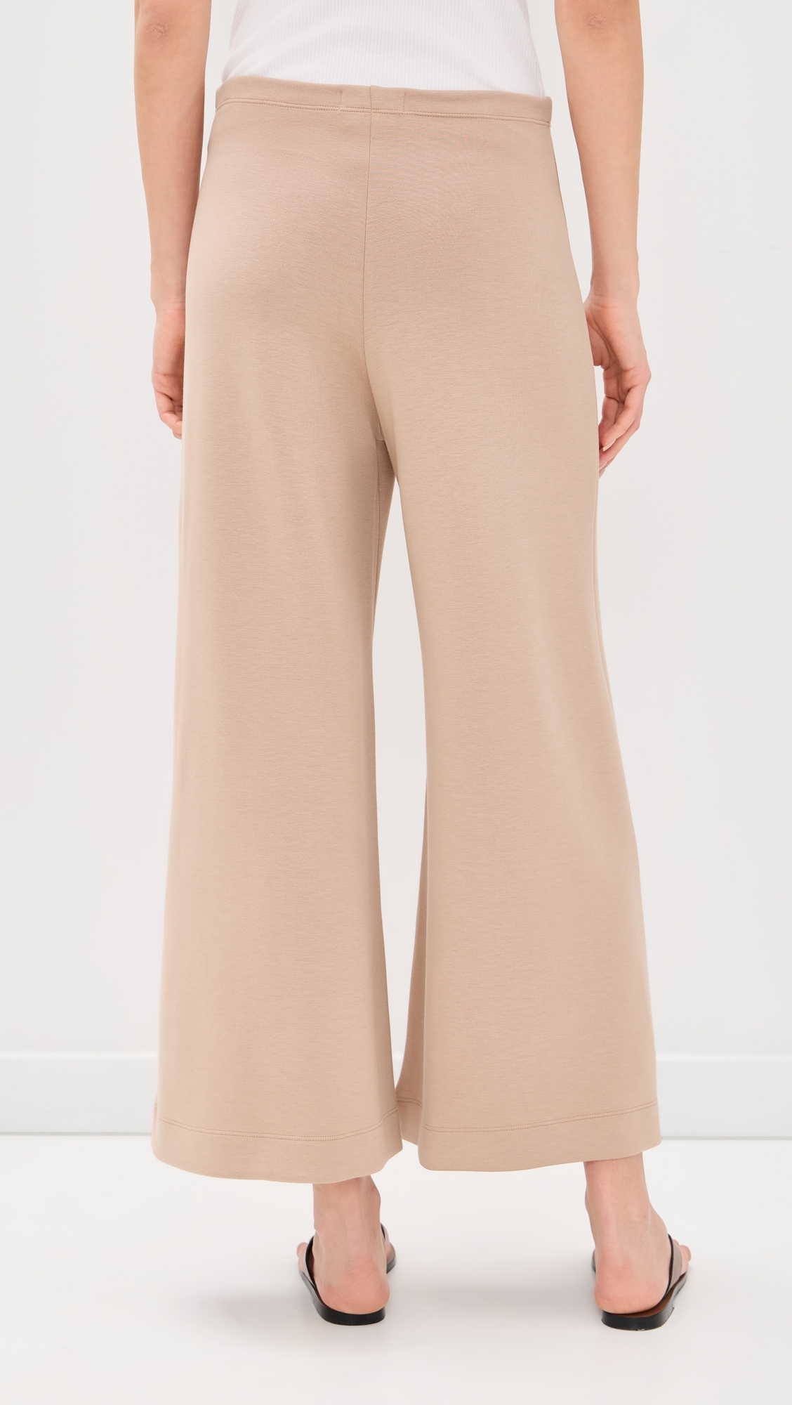 Scuba Cropped Wide Leg Pants Tan