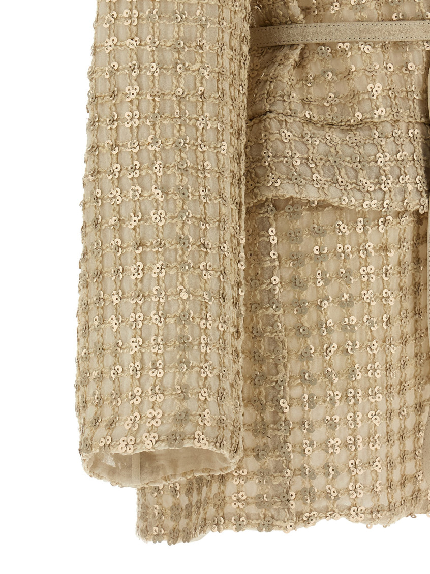Dazzling Net-embroidery Silk Blazer