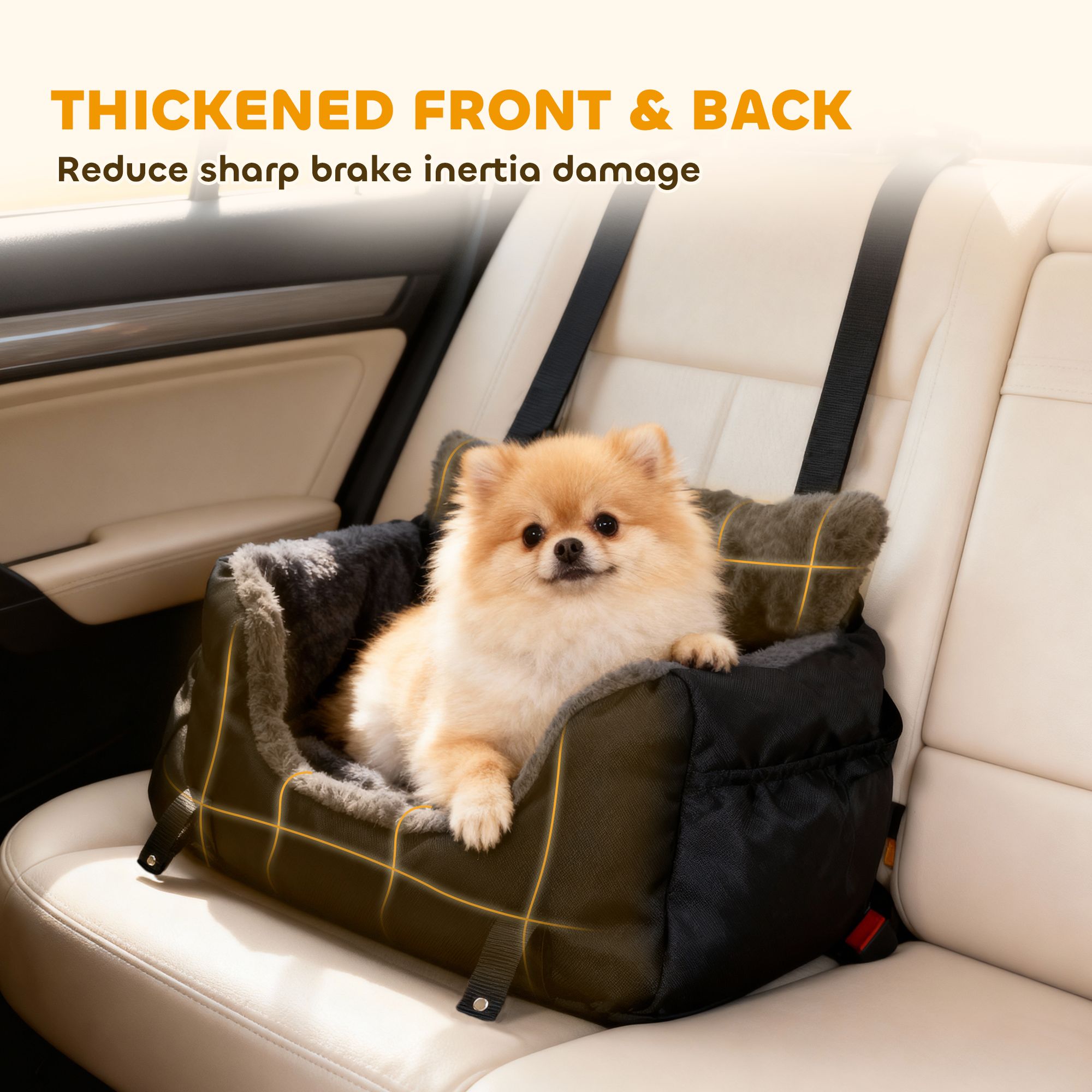 Pawhut Dog Car Seat For Small Dogs, Dog Booster Car Seat With Fixed Buckle In Black