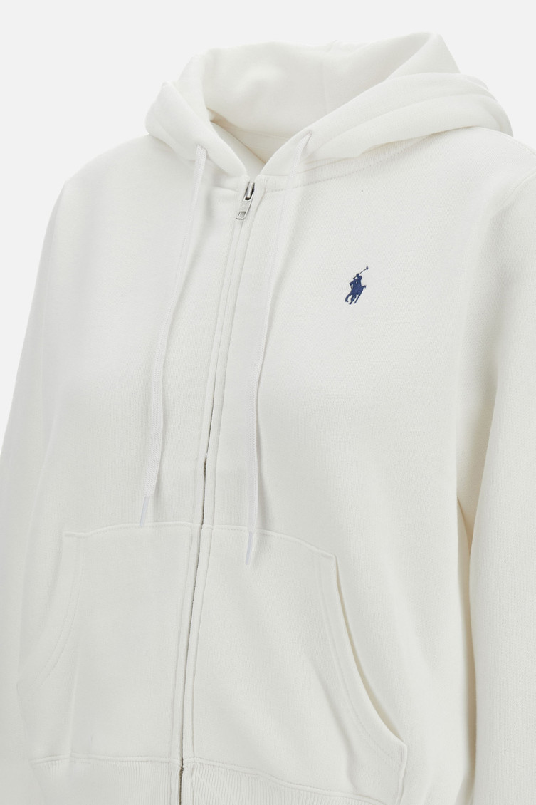White Logo Zip-Up Hoodie