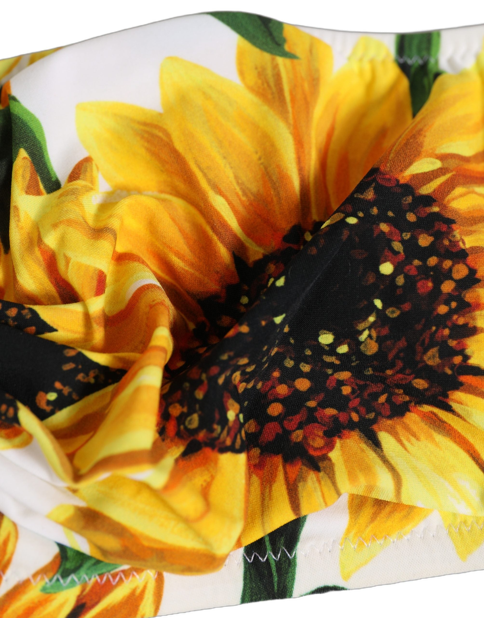 Sunflower-Print Bandeau Bikini Top — White