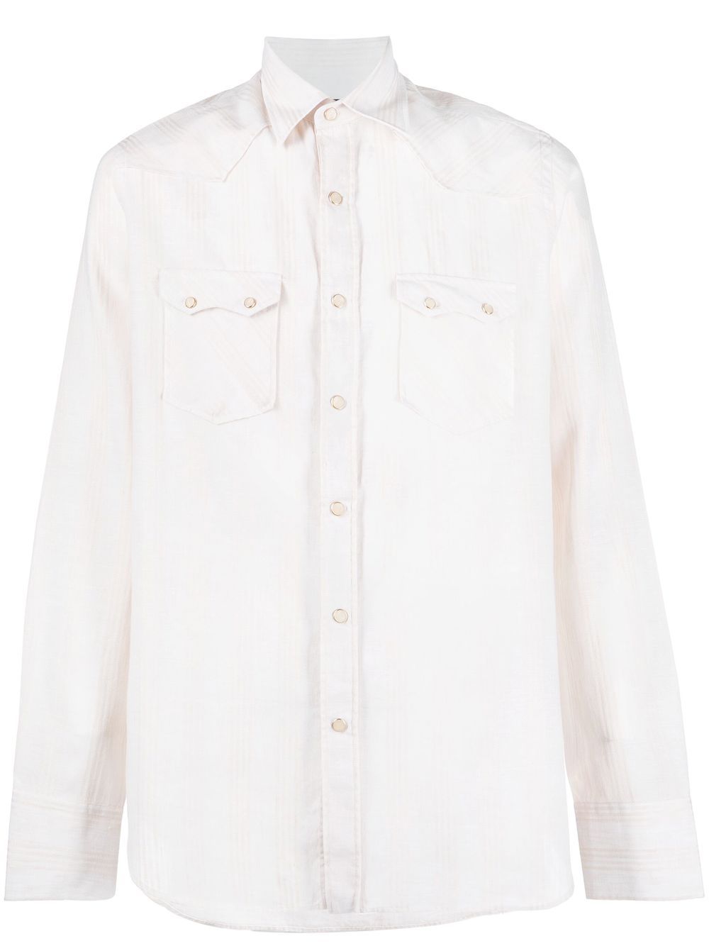 Striped flap-pockets shirt - Neutrals