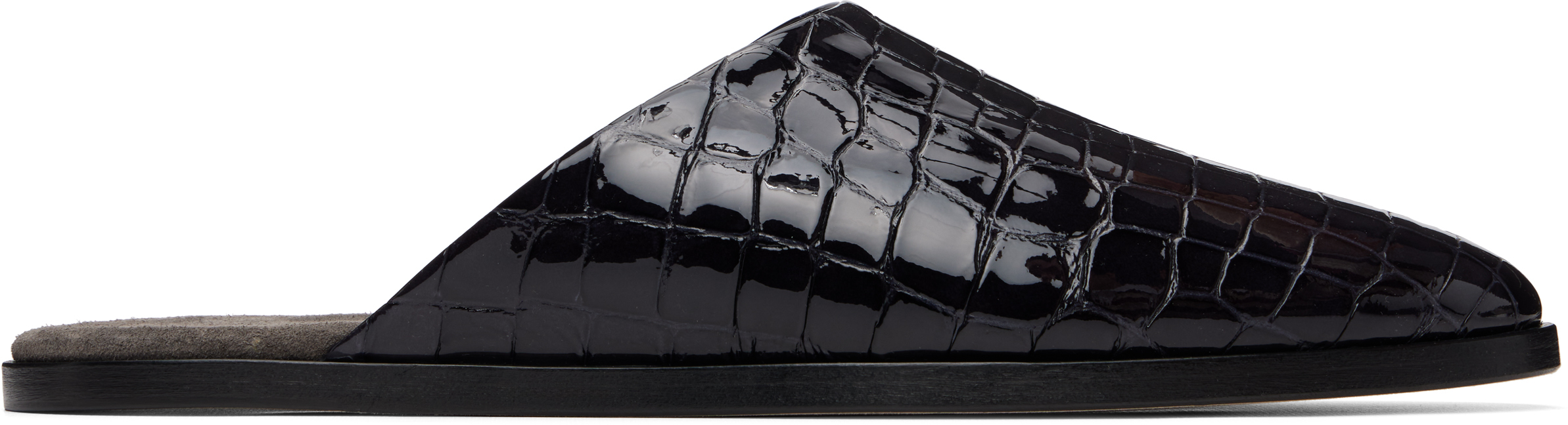 Navy Croc-Embossed Slip-on Loafers