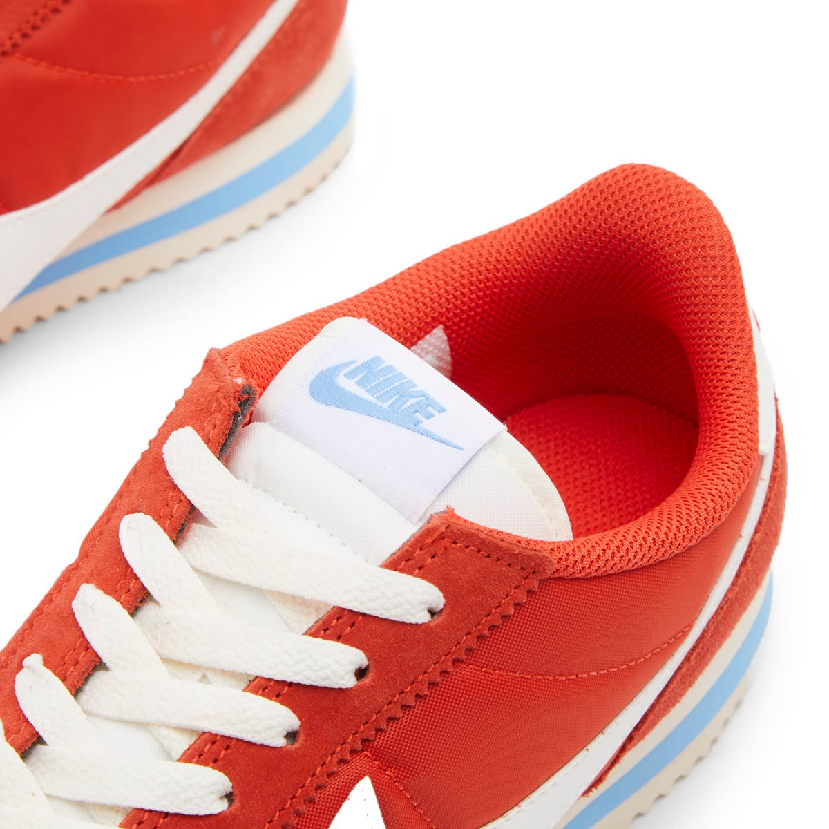 Women's W Cortez Txt Sneakers in Picante Red/University Blue/Coconut Milk, Size UK 5