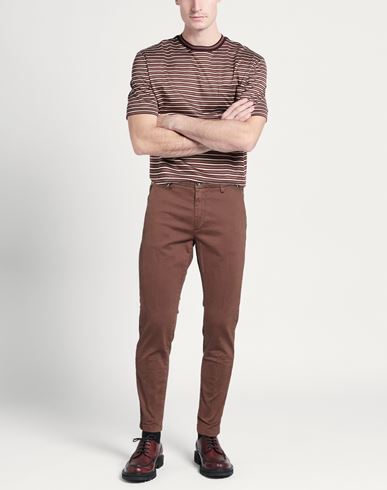 Man Pants Chocolate brown Size 32 Cotton, Elastane