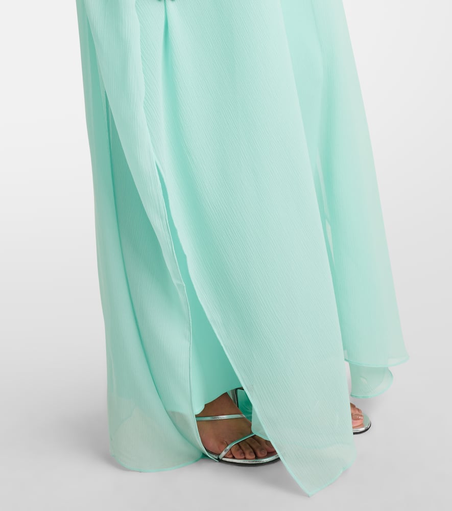 Penelope feather-trimmed silk kaftan