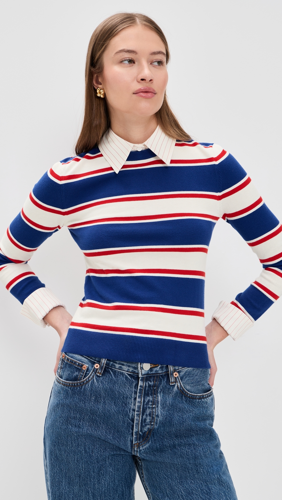 Porla Collared Sweater Americana Stripe