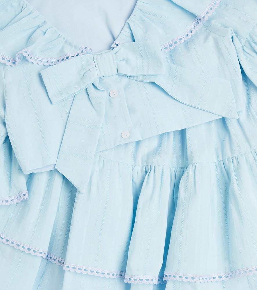Bow-detail poplin shirt and skirt set