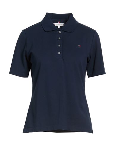 Woman Polo shirt Midnight blue Size L Cotton, Elastane