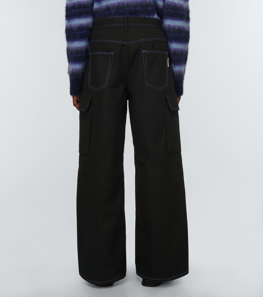 Wide-leg cotton gabardine cargo pants